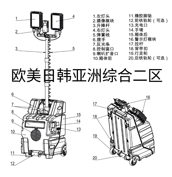 FW6128多功能移动照明系统结构示意图